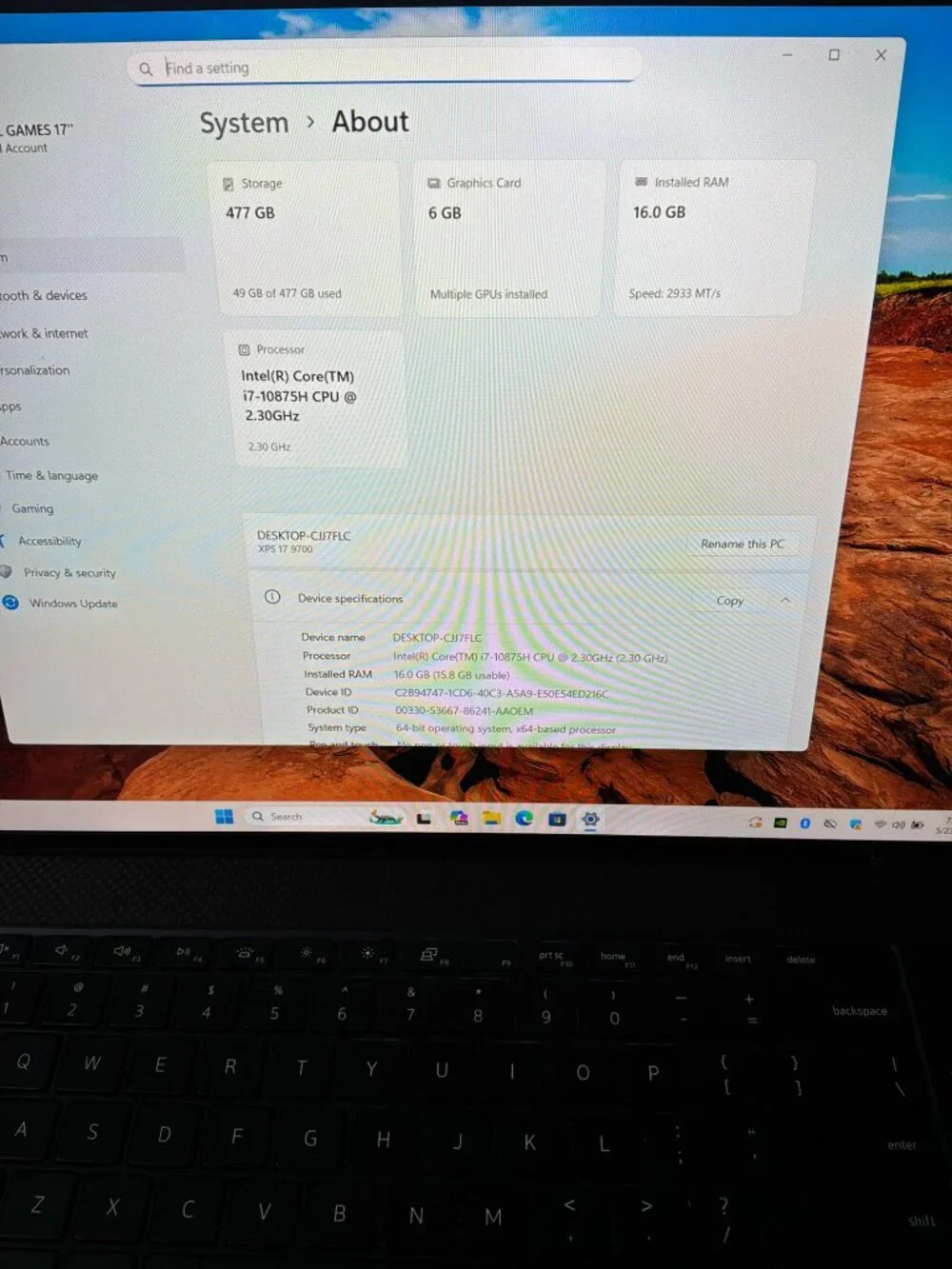 Dell XPS 17 9700 Intel Core i7 16GB RAM 512GB SSD 4K Touch 6GB GraphicsDell XPS